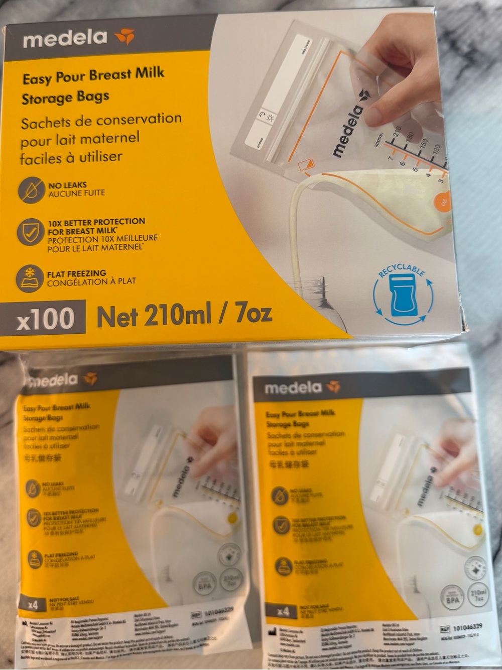Medela Easy Pour Breast Milk Storage Bags - Yellow